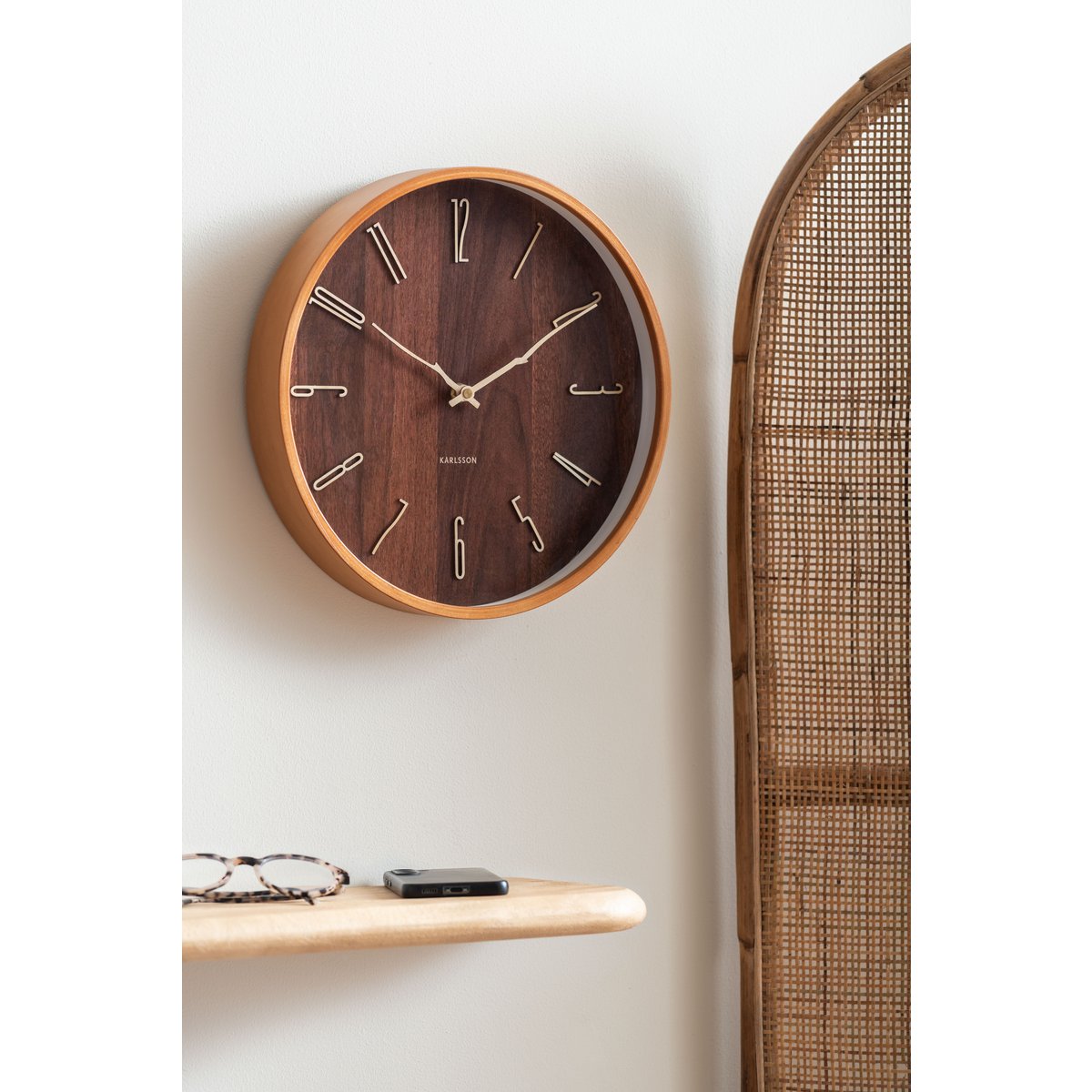 Wandklok 30 cm hout bruin