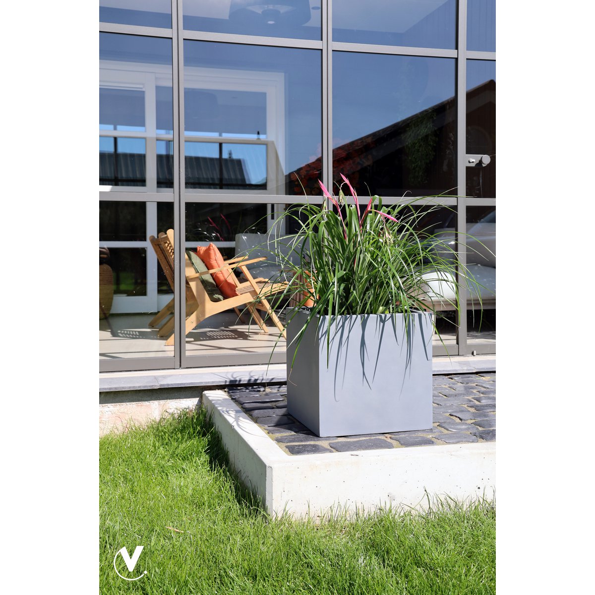 Plantenbak fiberstone 40x40x40 cm grijs