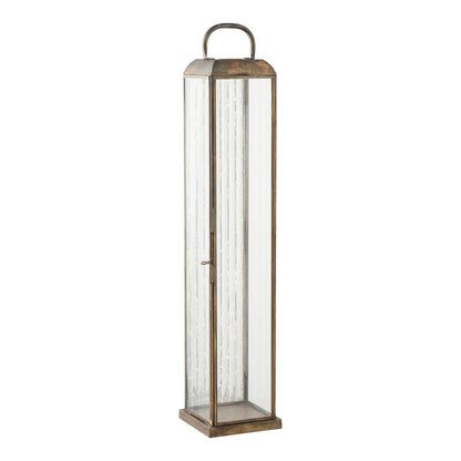 Herslev Lantaarn, glas/metaal, antiek messing look, 12x12x60 cm