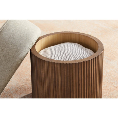 Pouf met opbergruimte Ø 50 cm walnoot bruin