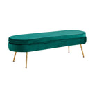 Poef ovaal 120 cm groen fluweel goud frame