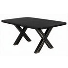Eettafel 240x100 cm massief mangohout zwart X-frame metaal