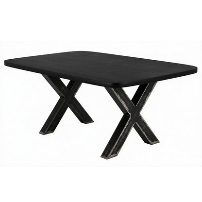 Eettafel 240x100 cm massief mangohout zwart X-frame metaal