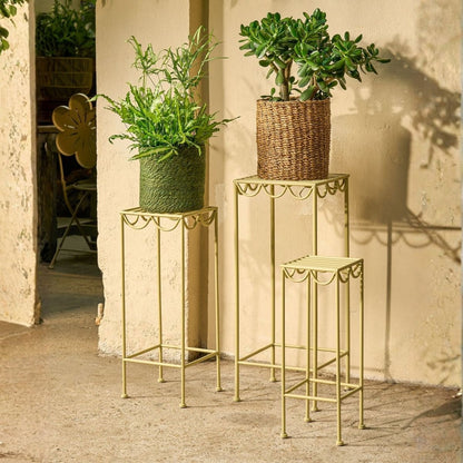 Plantenstandaard 3 stuks lichtgroen ijzer