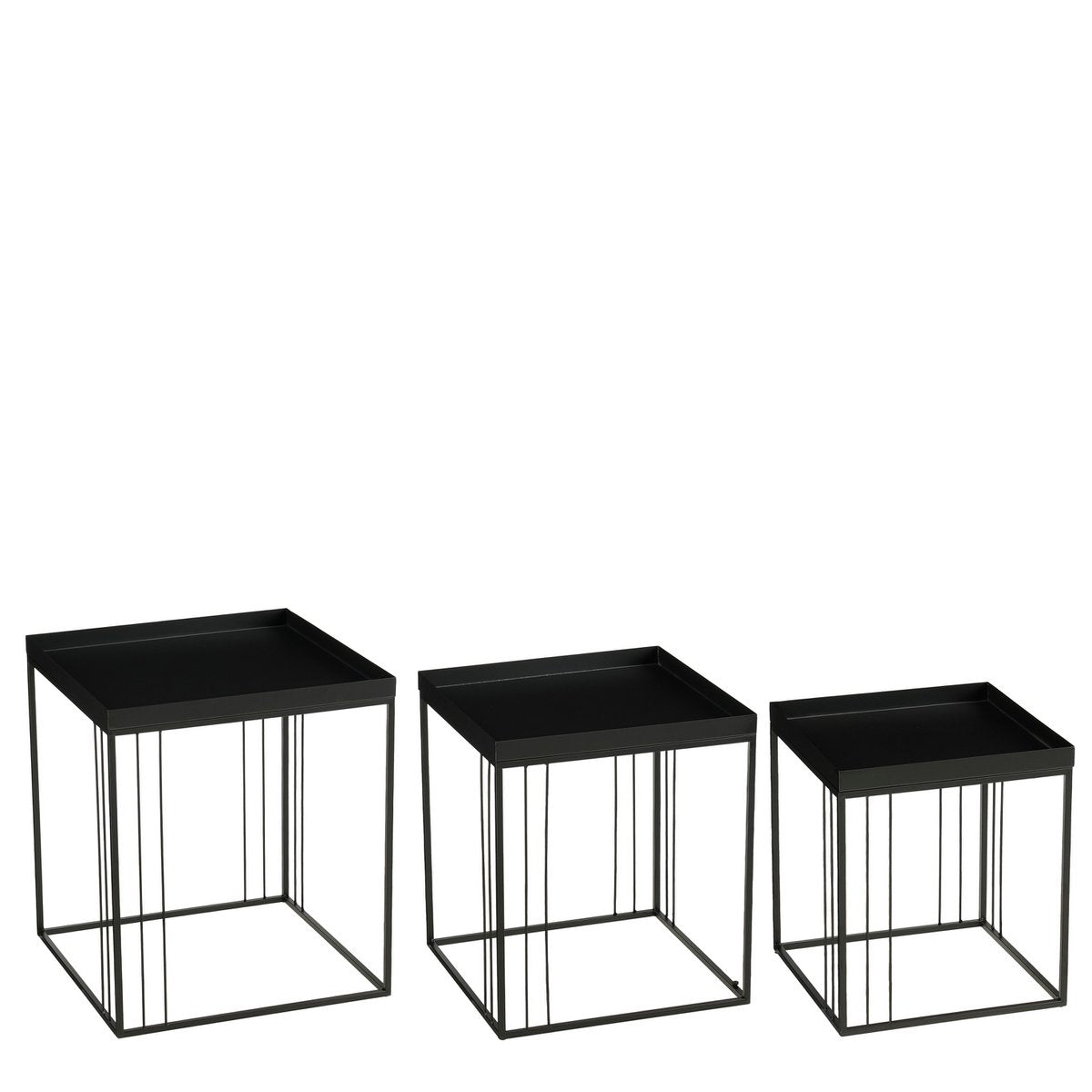 Bijzettafel set 3 stuks metaal zwart