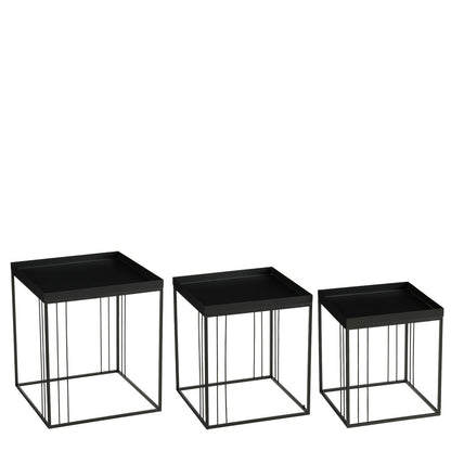 Bijzettafel set 3 stuks metaal zwart