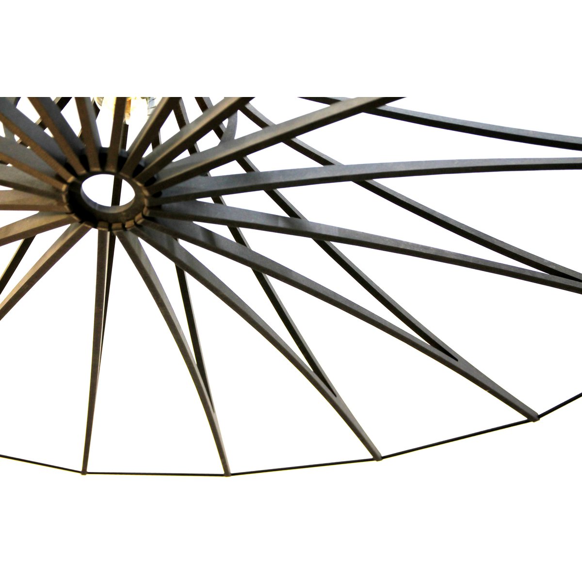 Hanglamp hout 124 cm mat zwart