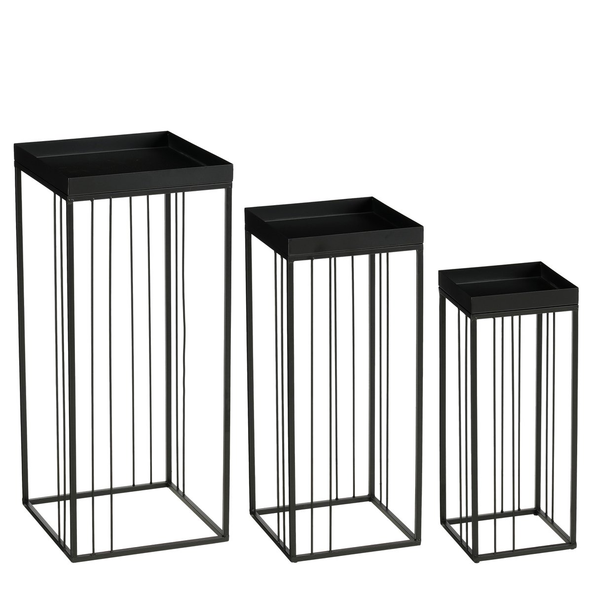 Bijzettafel set 3 stuks ijzer zwart