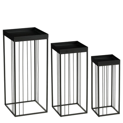 Bijzettafel set 3 stuks ijzer zwart