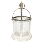 Lantern Ø 28x46 cm White Wood Candle Holder