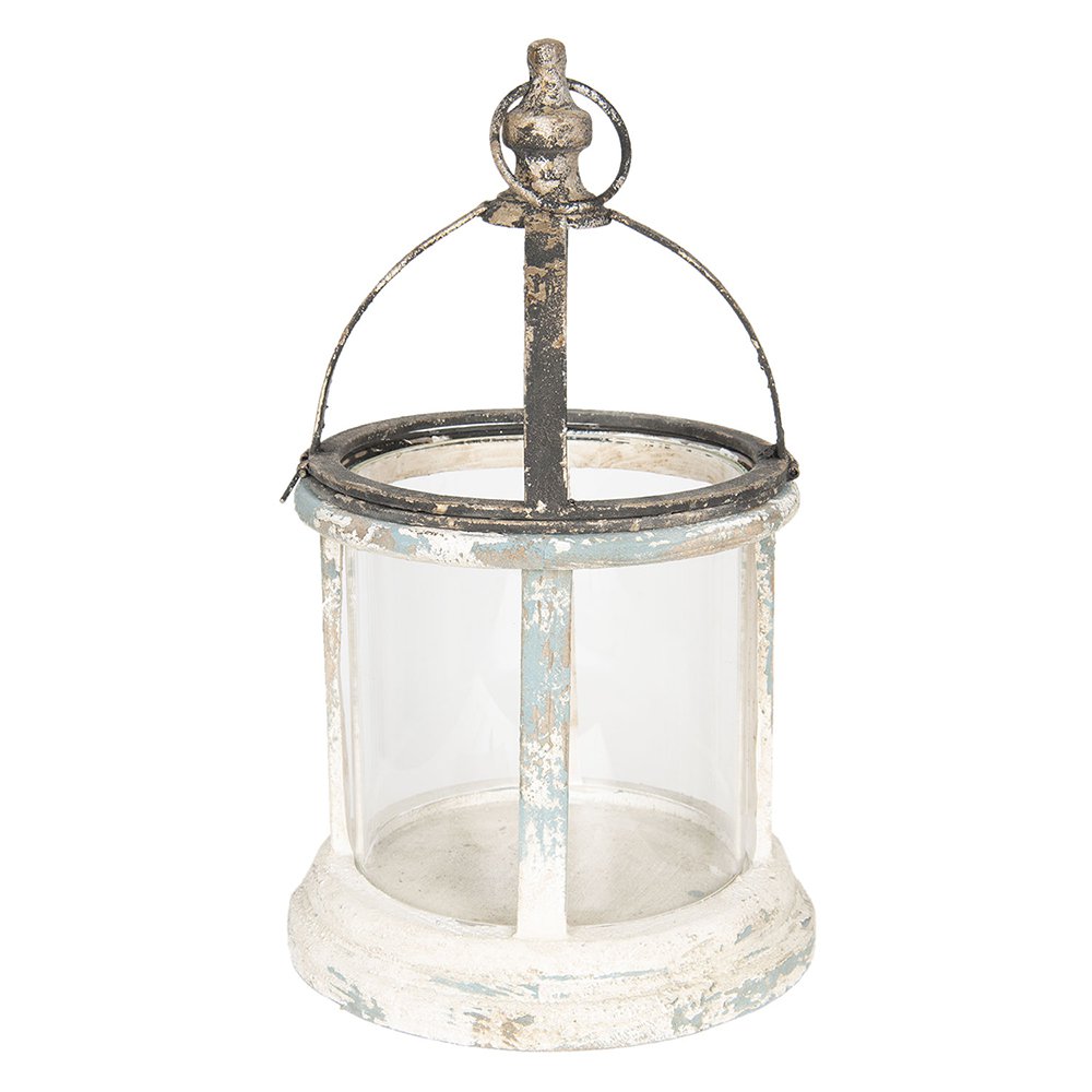 Lantern Ø 28x46 cm White Wood Candle Holder