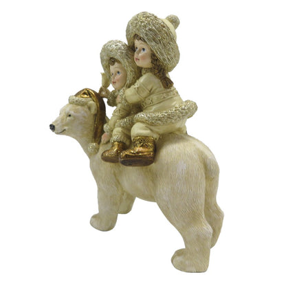 Figurine Children 13x7x15 cm Beige Gold Polyresin Christmas Decoration