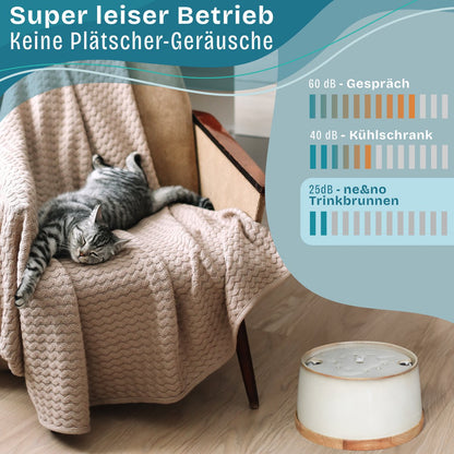 Drinkfontein kat keramiek bamboe 1.5L stil
