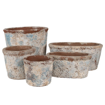 Bloempot Ø 12x10 cm terracotta beige blauw