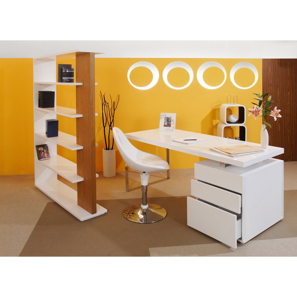 Bureau 140x70x76 cm wit MDF hoogglans