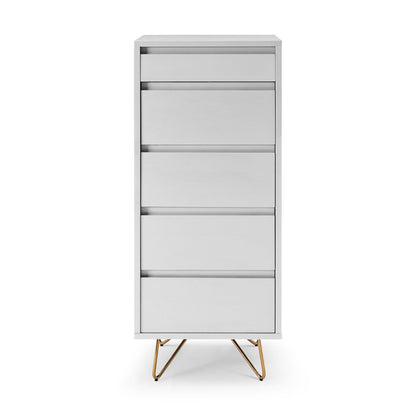 Ladekast 45x40x110 cm wit goud met spiegel