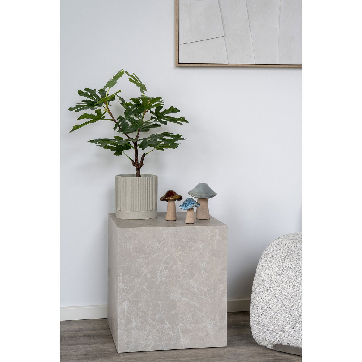 Decoratie paddestoelen keramiek 3 stuks blauw groen bruin