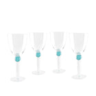 Wine Glasses with Green Diamond Base Set of Four Glasses