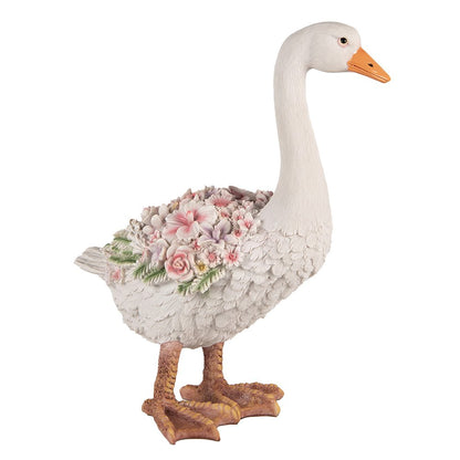 Beeld Gans 45 cm Wit Roze Polyresin beeld decoratie
