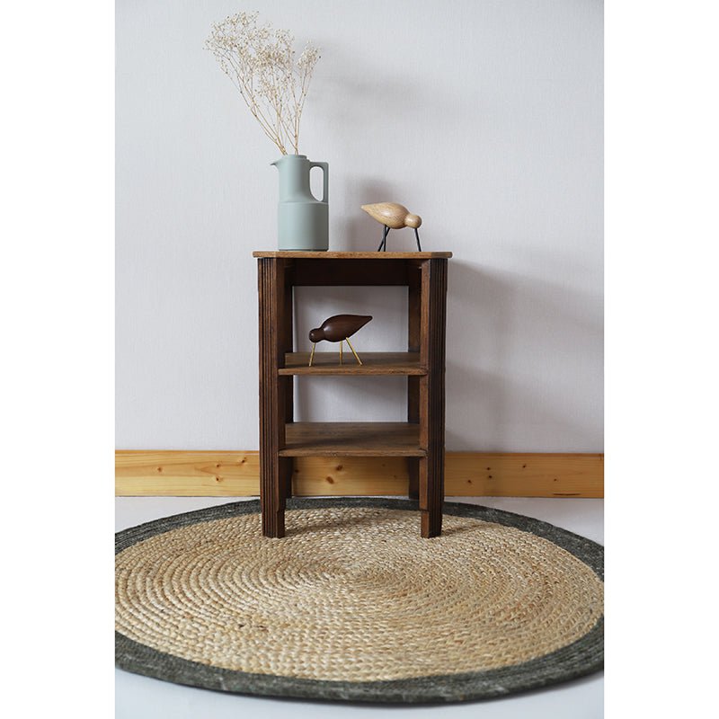 Vloerkleed jute wol 140 cm olijfgroen