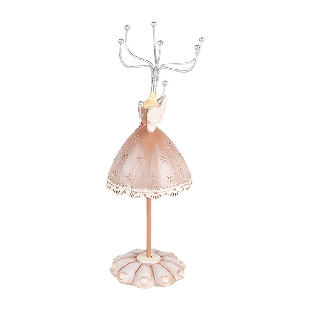 Sieraden standaard jurkje beige kunststof metaal Ø 7x19 cm
