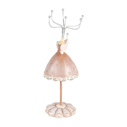 Sieraden standaard jurkje beige kunststof metaal Ø 7x19 cm
