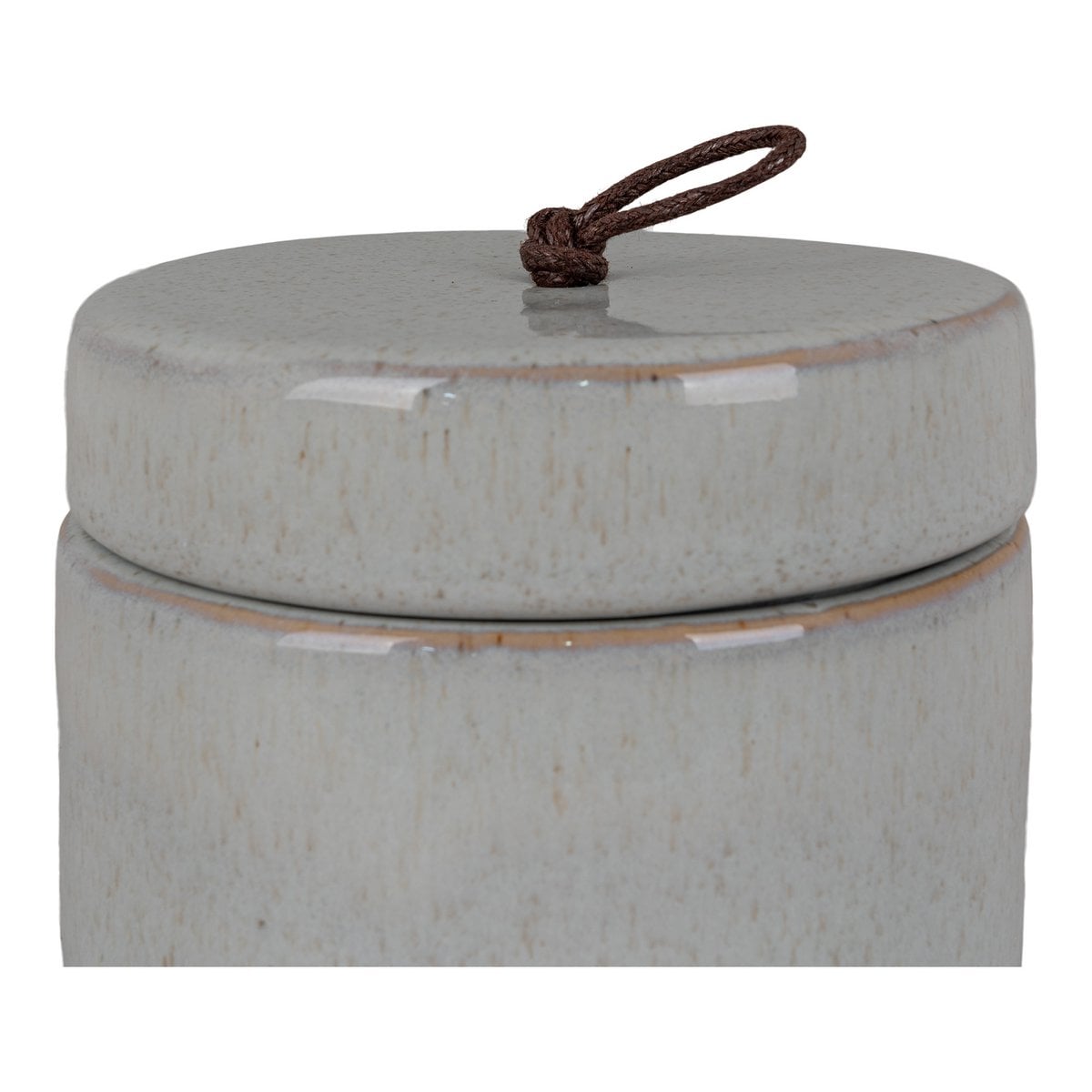 Pot Ø10,5x10 cm grijs steengoed leer