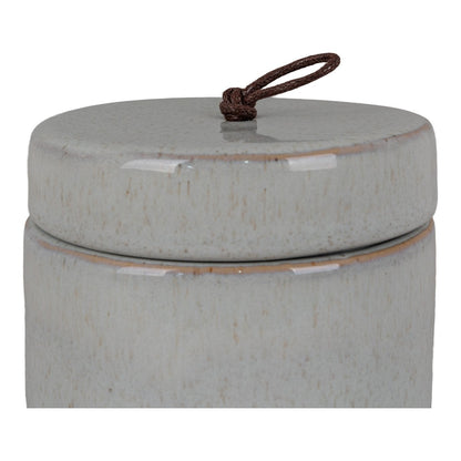 Pot Ø10,5x10 cm grijs steengoed leer