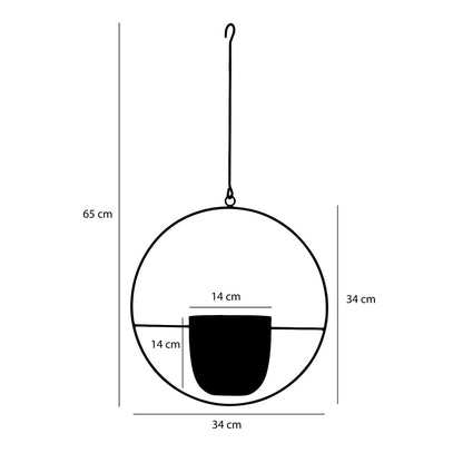 Hangende bloempot Dexter 34x14x65 cm zwart metaal