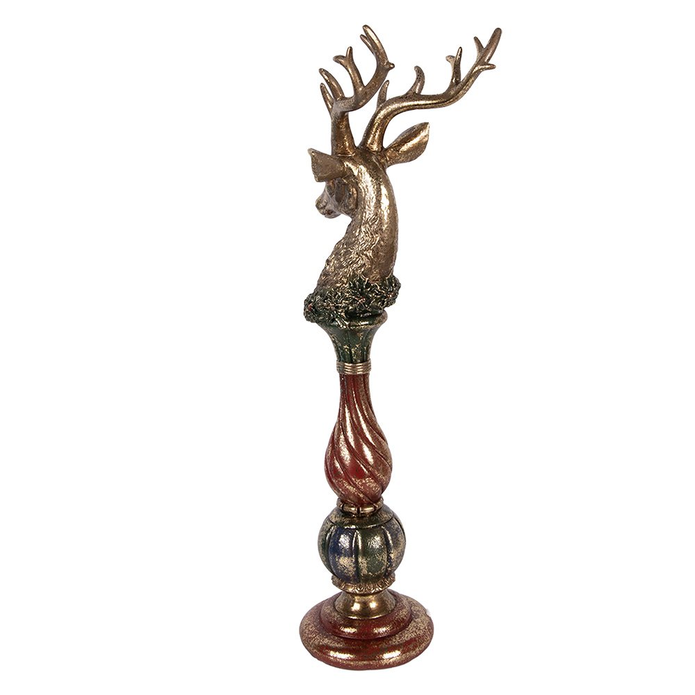 Decoratiebeeld hert 14x17x49 cm goudkleurig kunststof