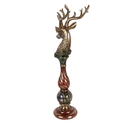 Decoratiebeeld hert 14x17x49 cm goudkleurig kunststof