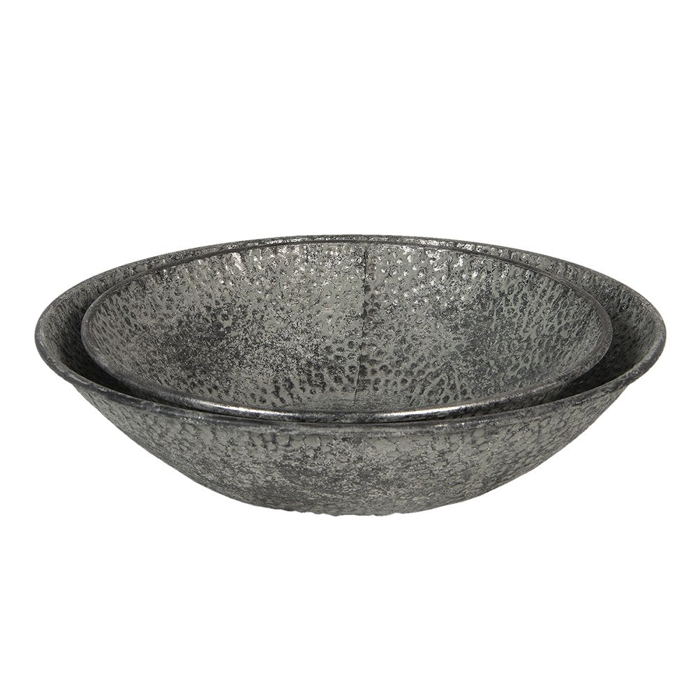 Decorative Bowl Set of 2 Grey Metal Serving Bowl