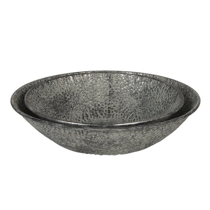 Decorative Bowl Set of 2 Grey Metal Serving Bowl