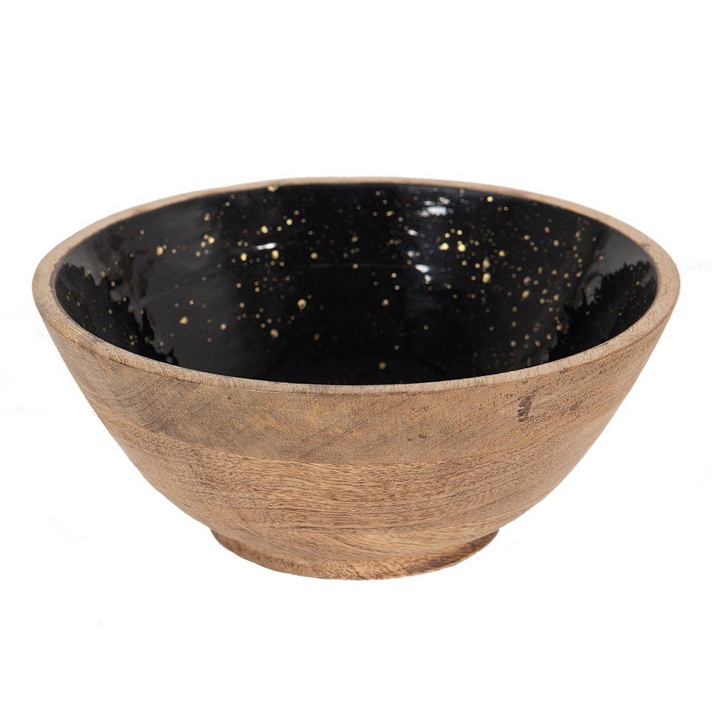 Decoratie Schaal Ø 25x10 cm Zwart Bruin Hout Fruitschaal