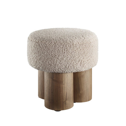 Stool pouf Ø 50 cm walnut/brown