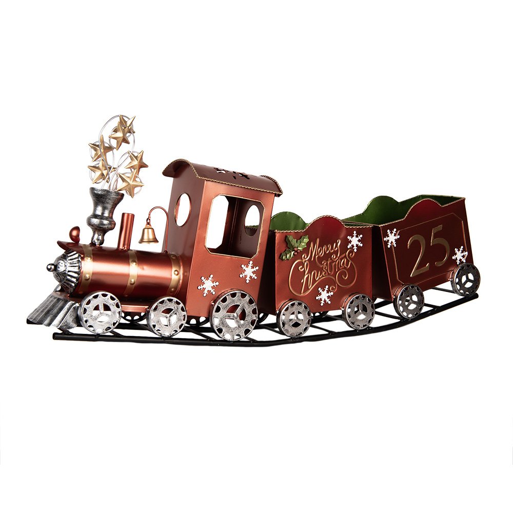 Kerstdecoratie trein 79x15x37 cm rood metaal