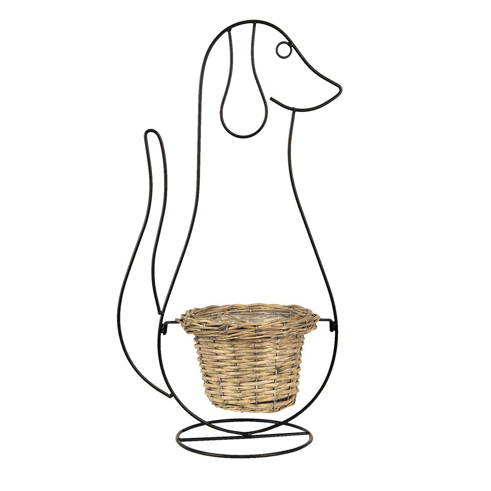 Flowerpot Dog 35x22x67 cm Black Iron Flowerpot Indoor
