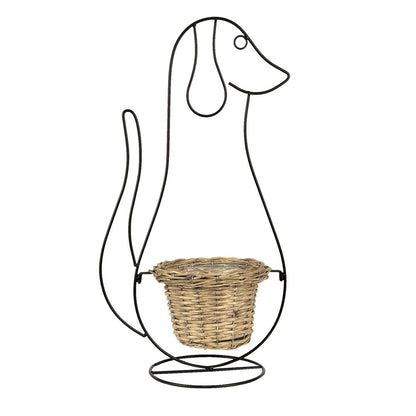 Flowerpot Dog 35x22x67 cm Black Iron Flowerpot Indoor