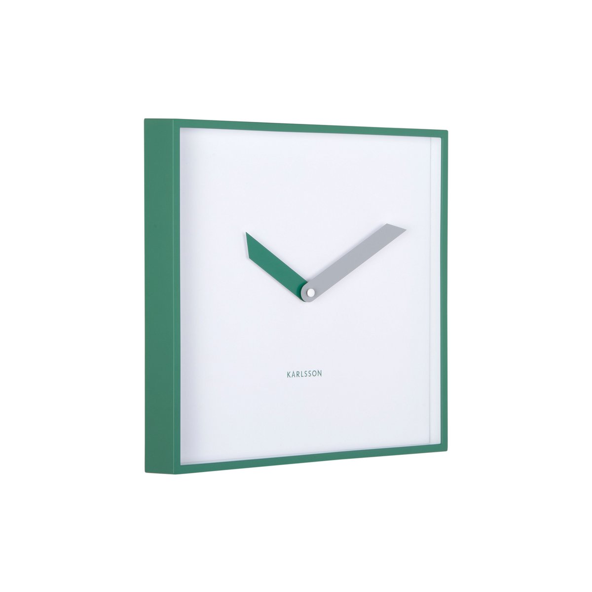 Wandklok 28 cm vierkant groen plastic