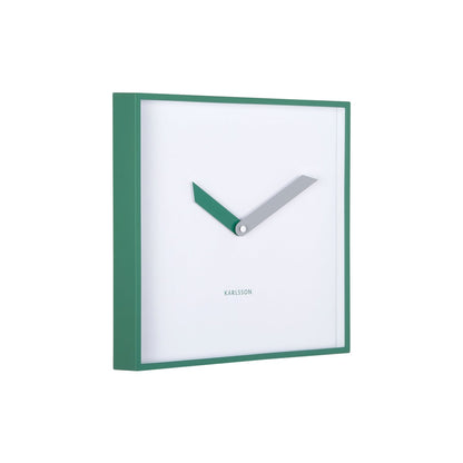 Wandklok 28 cm vierkant groen plastic