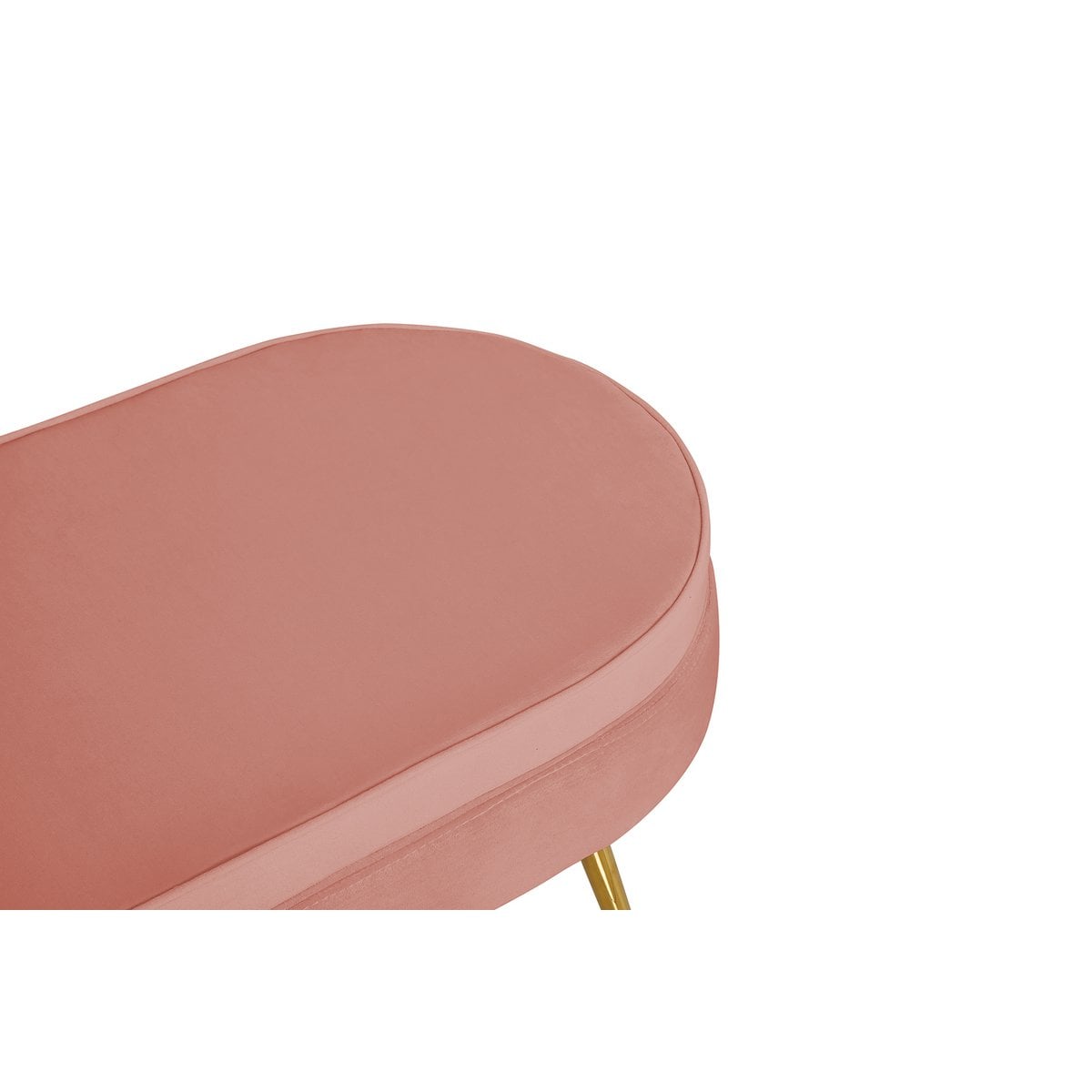 Oval pouffe made of rose velvet