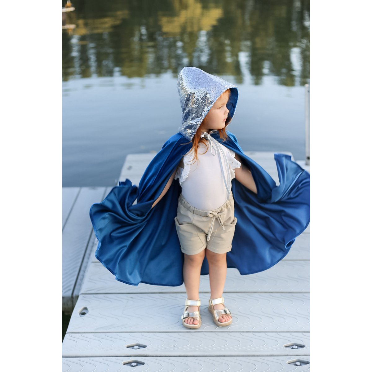 Verkleedcape prinses zilver met pailletten 62 cm