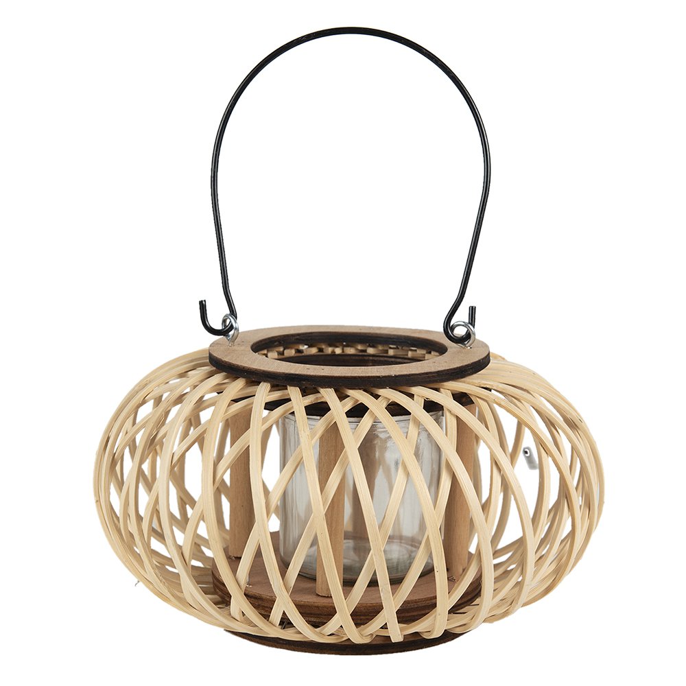 Wind Light Ø 23x12 cm Beige Bamboo Candle Holder