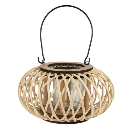 Wind Light Ø 23x12 cm Beige Bamboo Candle Holder