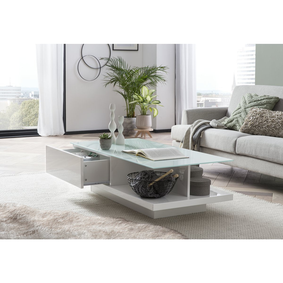 Salontafel 120x60x36 cm hoogglans wit