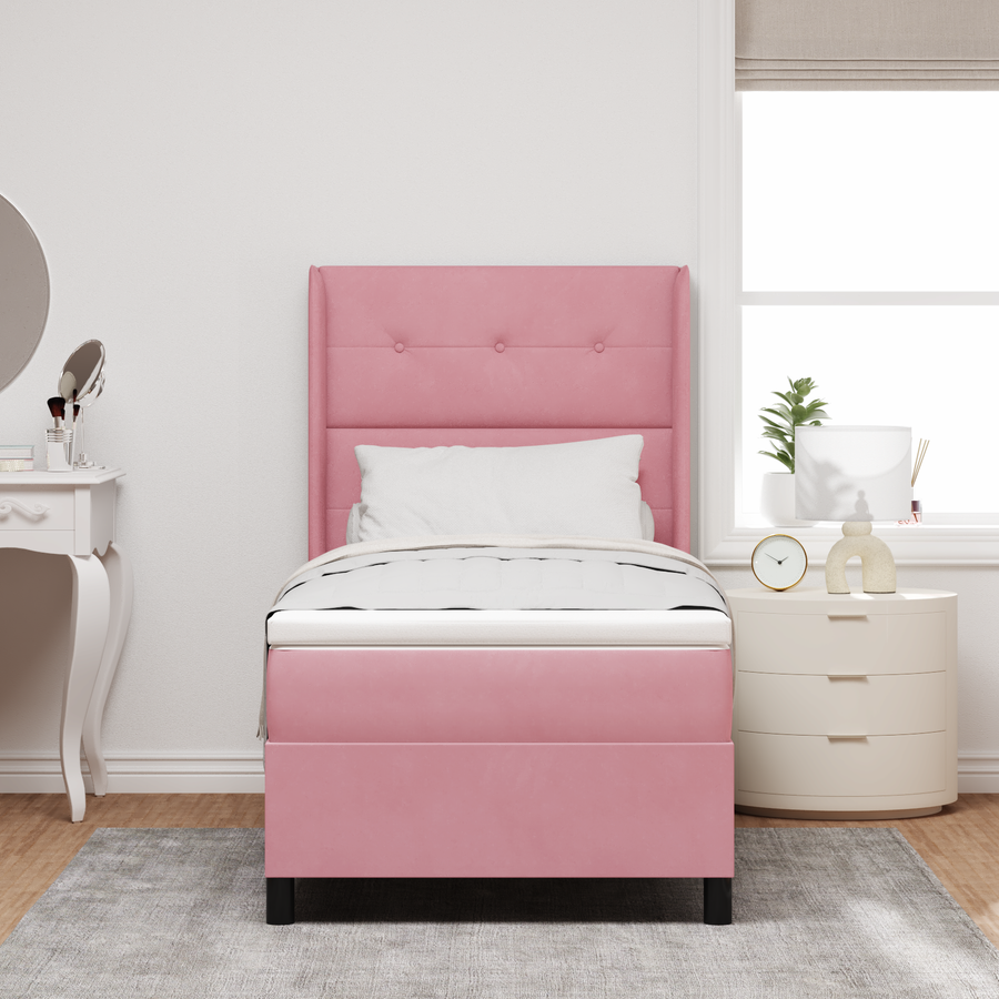 Boxspringbed met matras en LED fluweel roze 100x200 cm