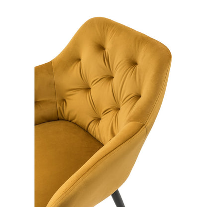 Fauteuil geel fluweel metaal 61x45x85 cm