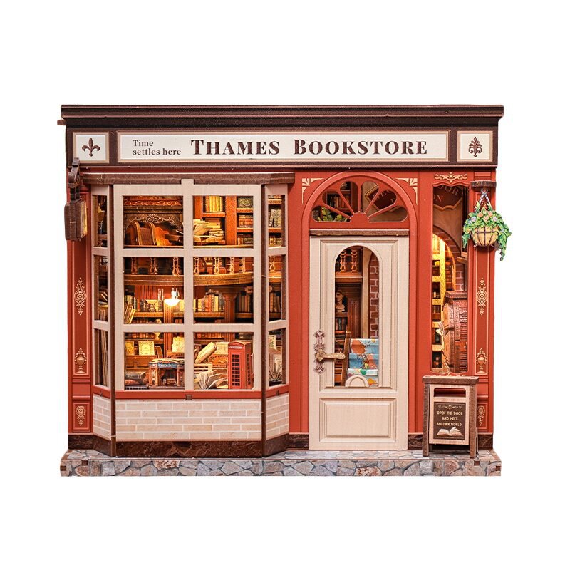 3D DIY huisje Thames Bookstore 22x14,3x17,7 cm hout