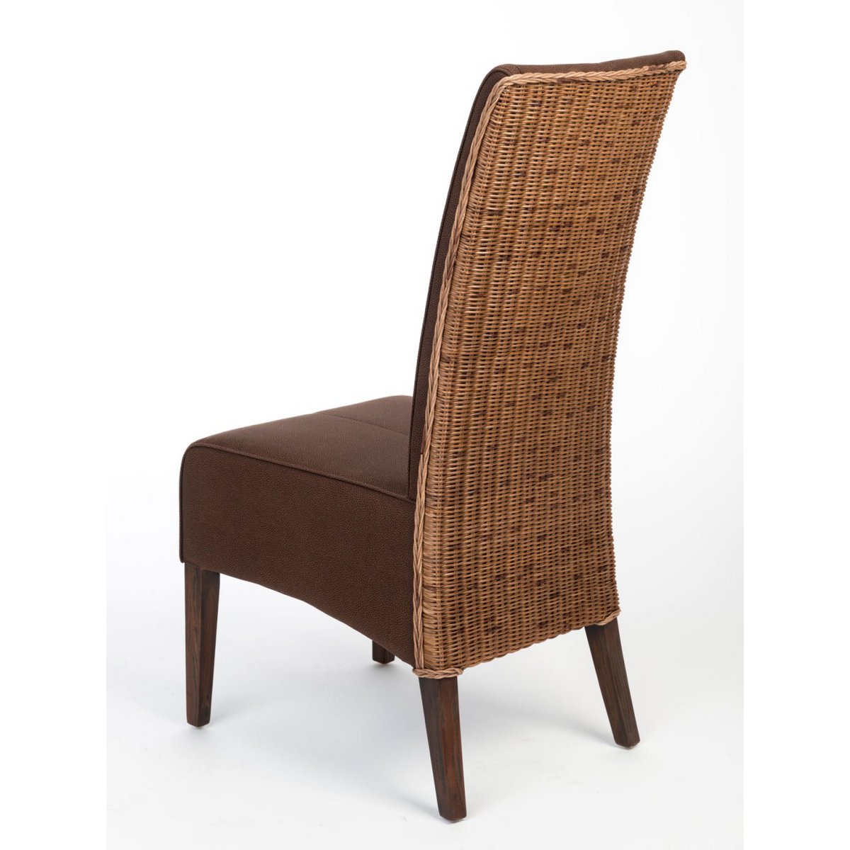 Rattan Eetkamerstoelen Set Van 6 Met Zittingen Wildleer Look