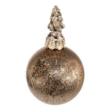 Kerstbal 8x14 cm glas bruin goud
